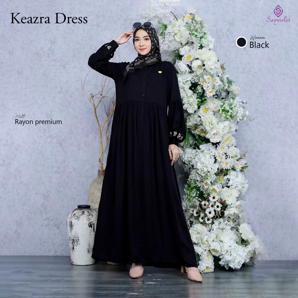 Keazra Dress - Gamis Wanita Daily Casual Bahan Adem - Gambar 3