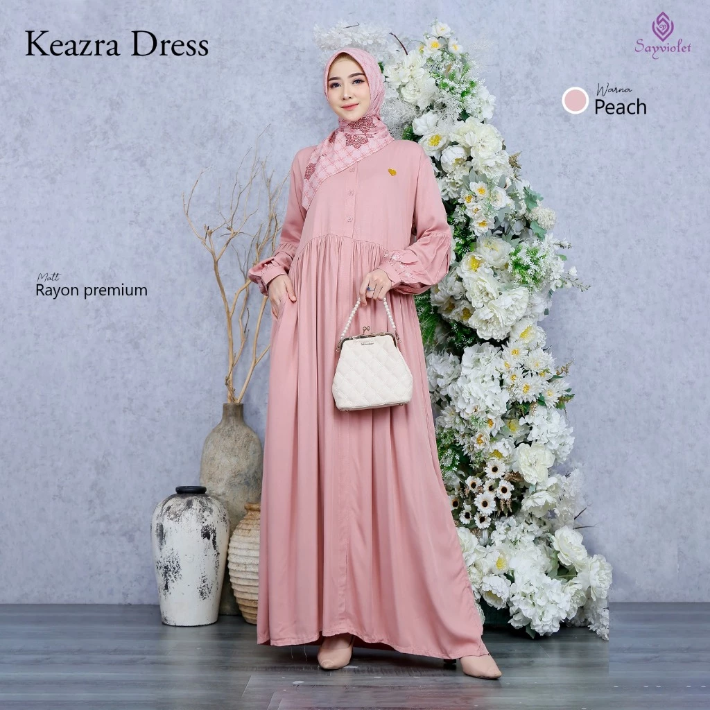 Keazra Dress - Gamis Wanita Daily Casual Bahan Adem - Gambar 4